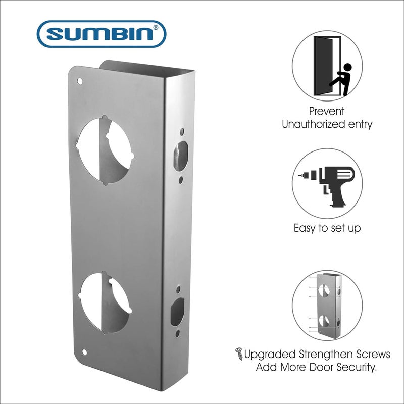 SUMBIN Door Guard Reinforcer, Repair Doors, Add Extra Security to Your Home and Prevent Unauthorized Entry, 5-1/2 Door Hole, 2-3/8 with Stainless Sttel Color - Image 1
